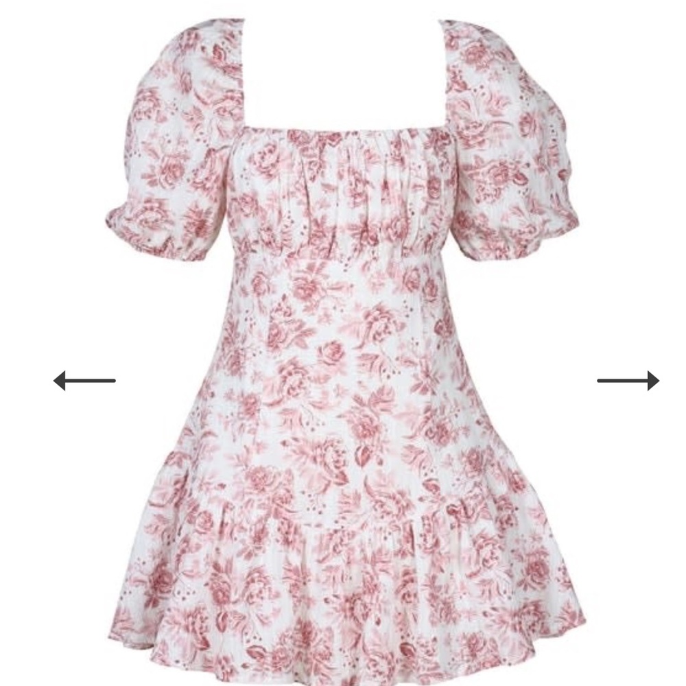 Elegant Red Floral Women's Tie-Back Dress